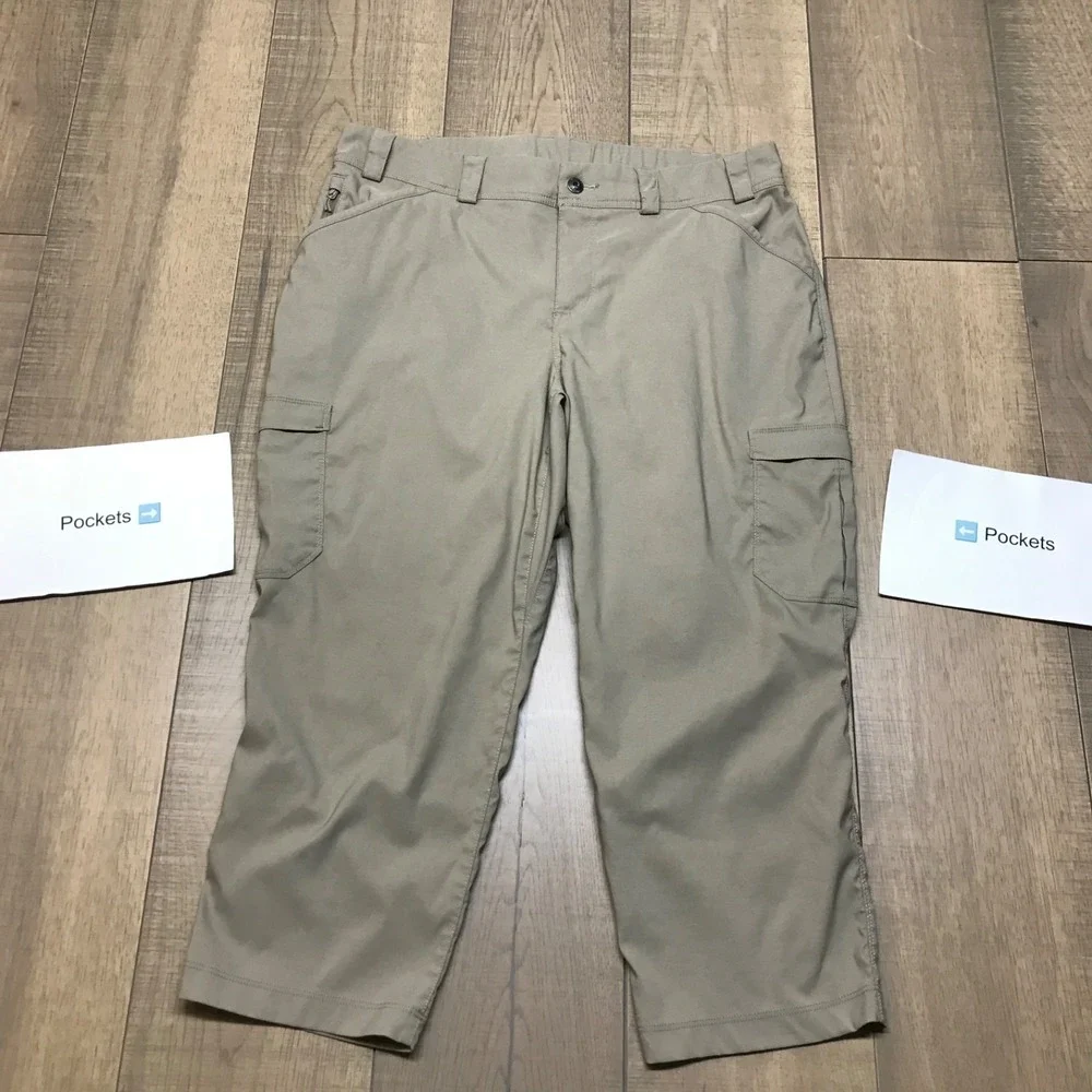 Duluth Capri Pants Womens Size 16 Tan Beige Dry on the Fly Cargo Hiking UPF 50 - Picture 8 of 12